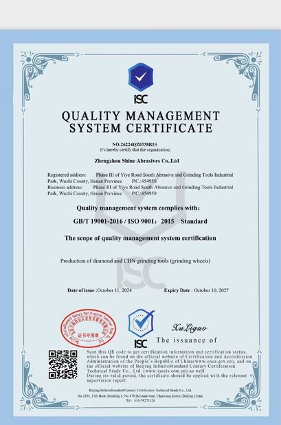 La CINA ZHENGZHOU SHINE ABRASIVES CO.,LTD Certificazioni